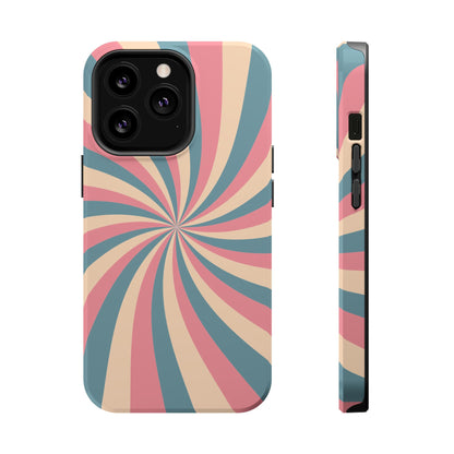 Vintage Pastel Swirl MagSafe iPhone Case – Dual-Layer Protection with 70s-Inspired Design