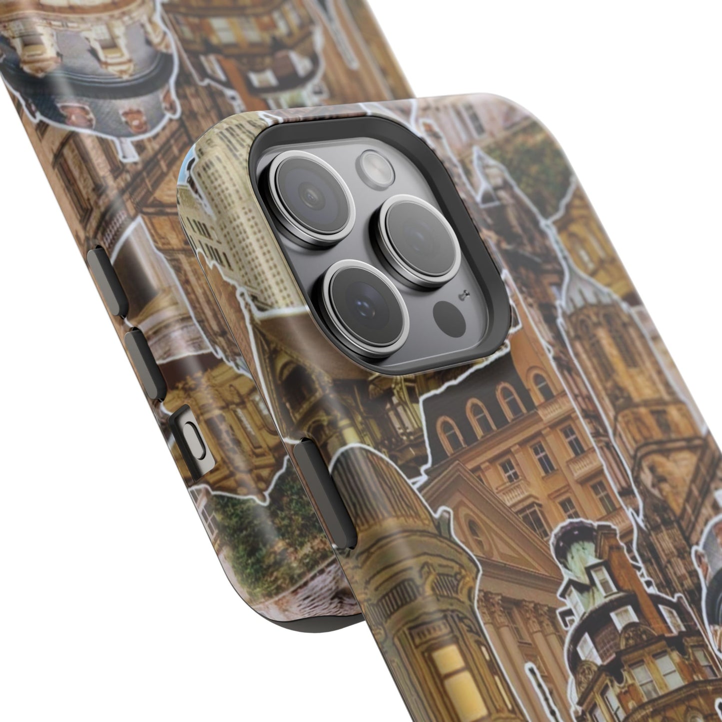 Vintage Architectural Collage MagSafe iPhone Case – Tough Dual-Layer Protection with Matte Finish