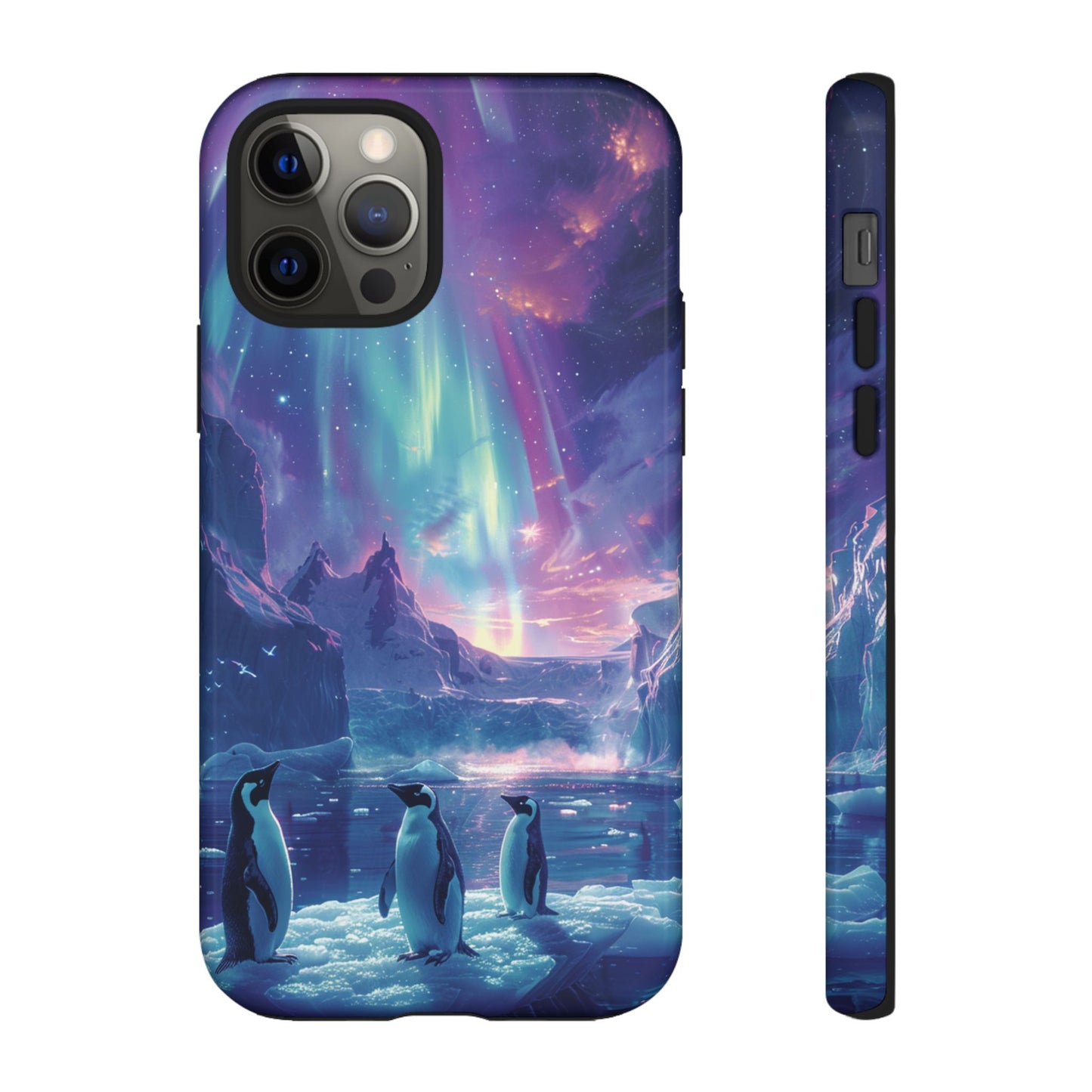 Penguin Parade Northern Lights iPhone Case