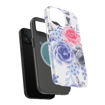 Elegant Blue Floral Watercolor Design – MagSafe iPhone Case