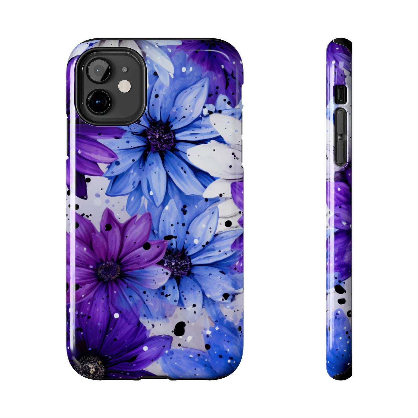 Vibrant Purple & Blue Floral Splash - iPhone Series Case