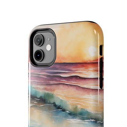 Sunset Waves iPhone Case – Vibrant Watercolor Design