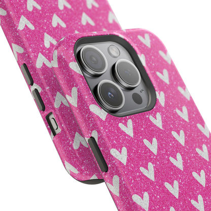 Pink Glitter Hearts Pattern – MagSafe iPhone Case