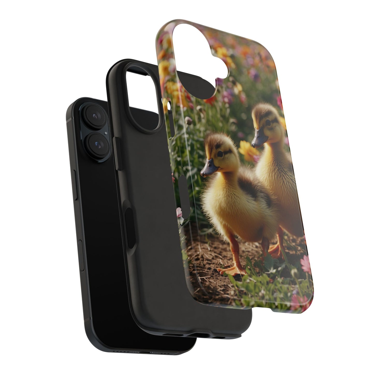 Charming Ducklings in Floral Garden - iPhone Case