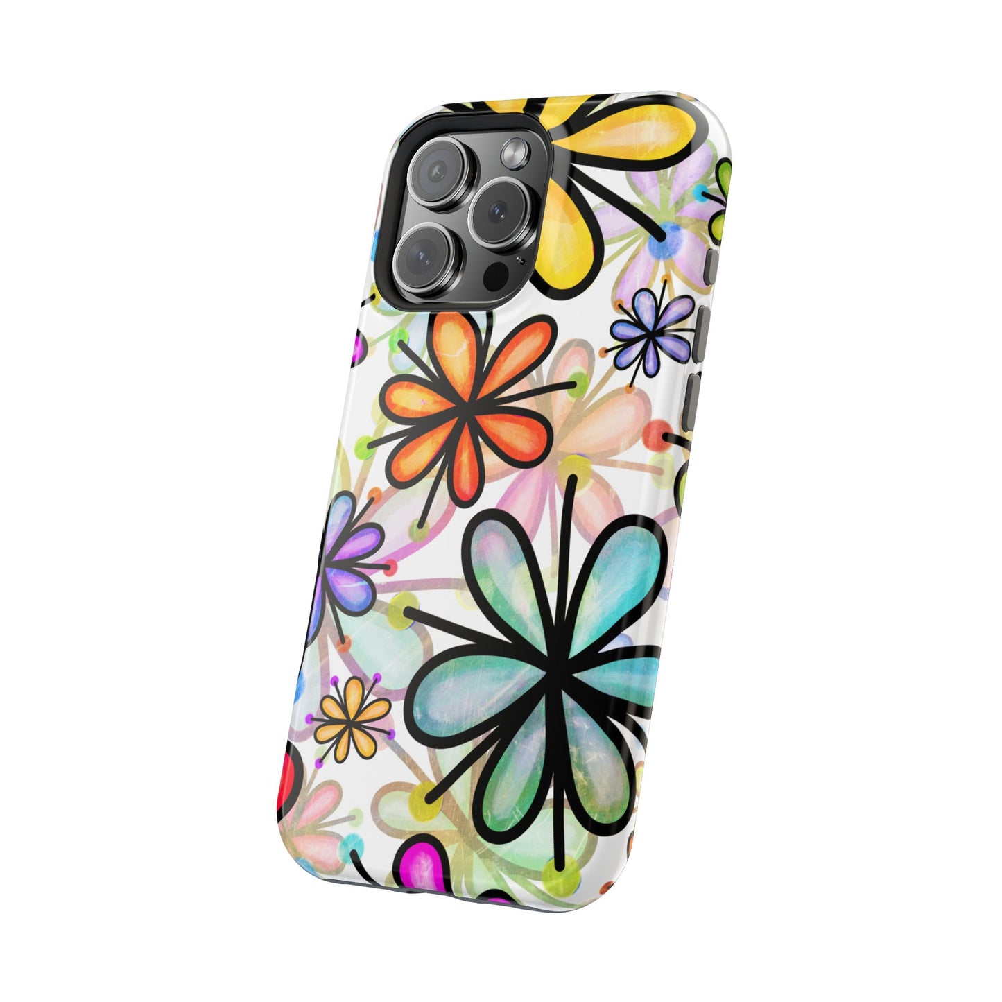 Retro Floral Pop MagSafe iPhone Case – Ultra-Slim Design, High-Gloss Finish