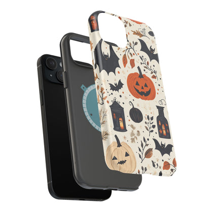 Charming Halloween MagSafe iPhone Case – Pumpkin, Bats, and Spooky Lantern Design