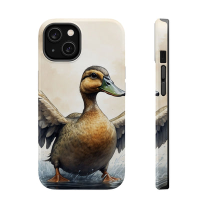 Graceful Duck in Watercolor Scene - MagSafe iPhone Case