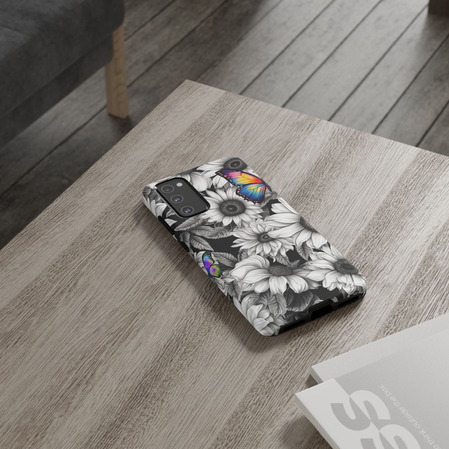 Rainbow Butterflies & Monochrome Sunflowers – Samsung Galaxy Case