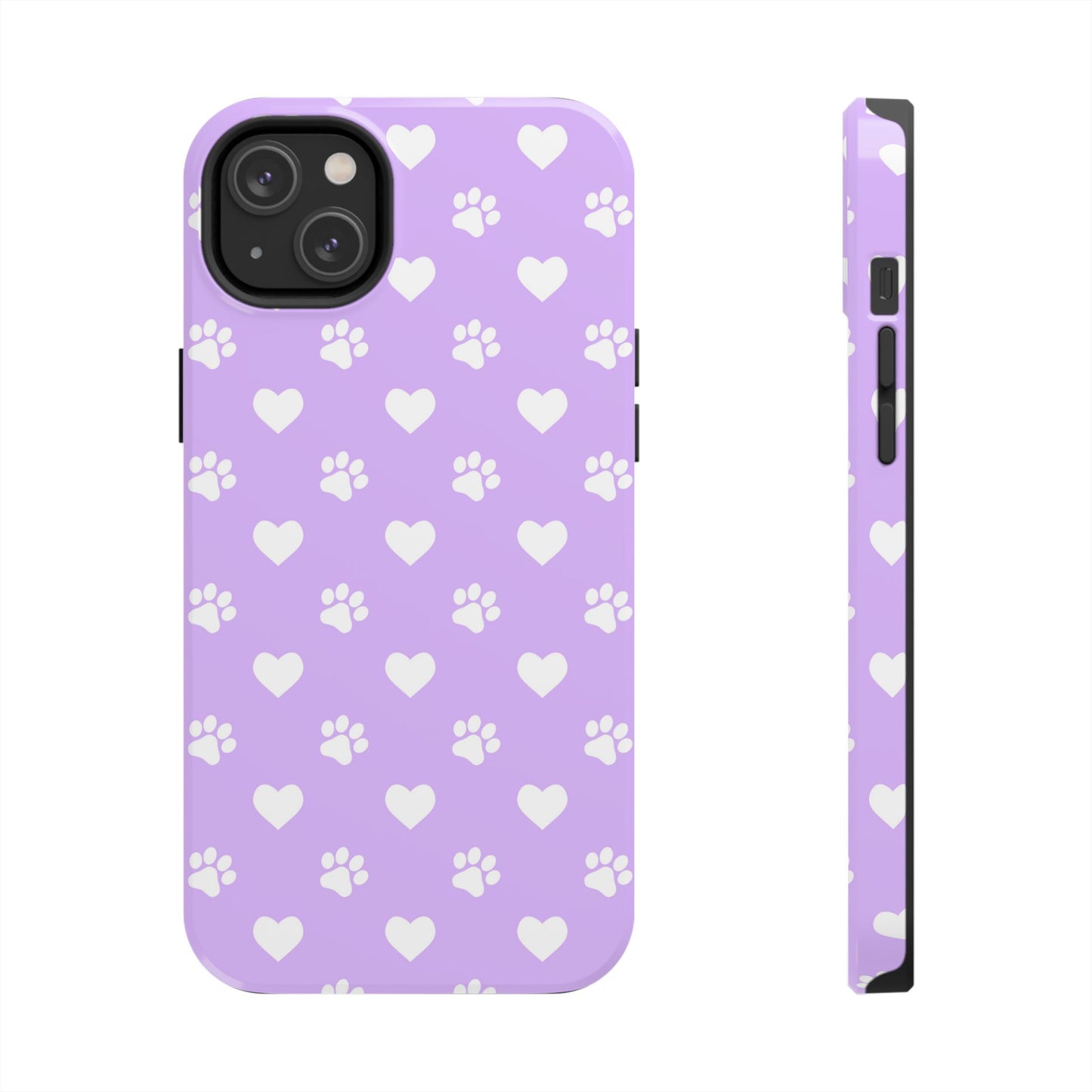 Lilac Paw Prints & Hearts – iPhone Case