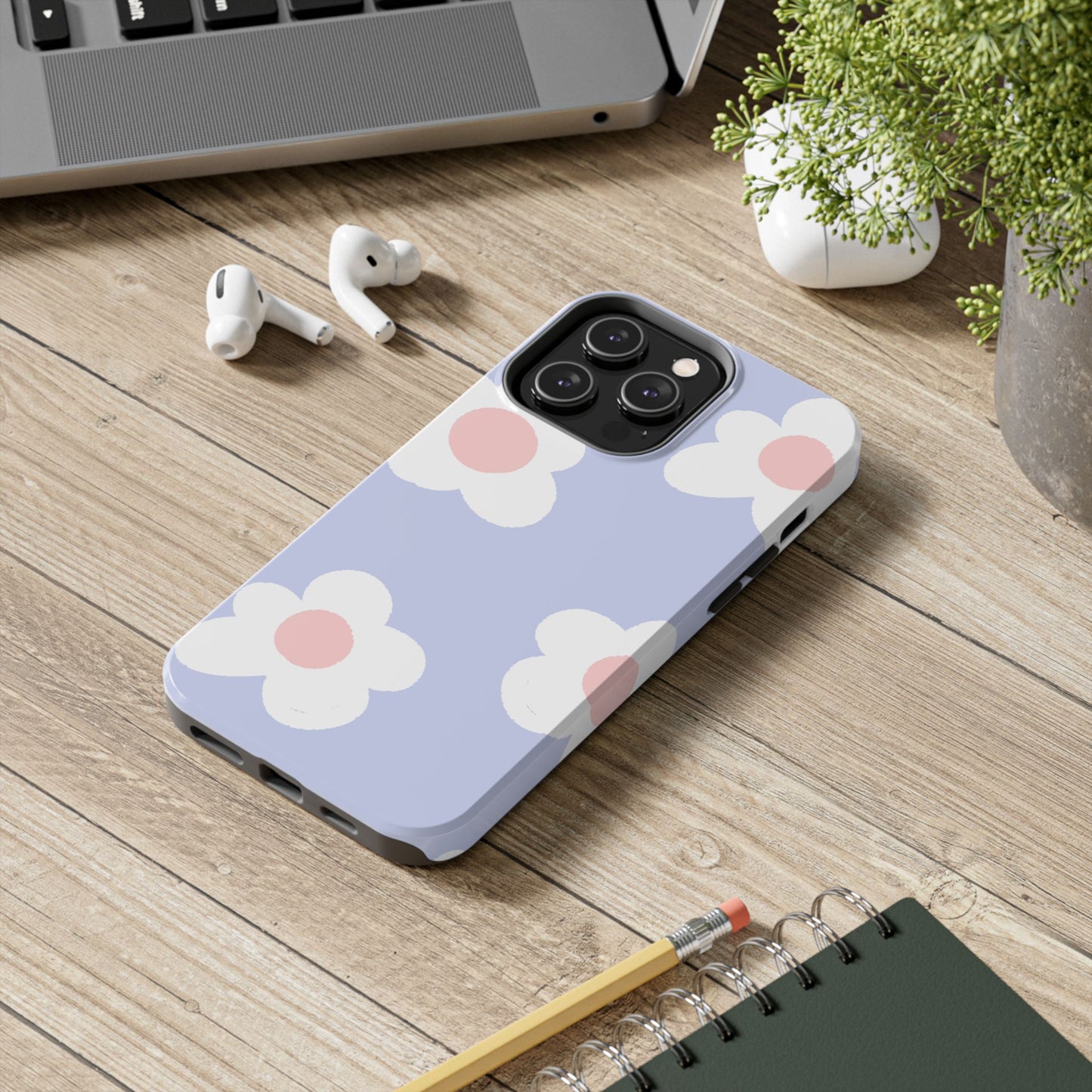 Retro Daisy Pastel Tough iPhone Case – Durable Design with Soft Matte Finish