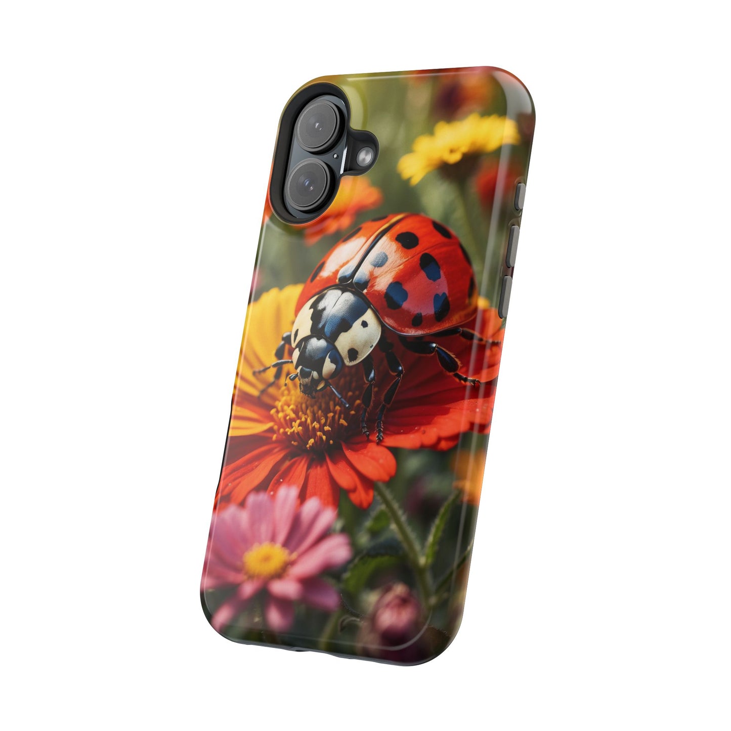 Ladybug on Orange Daisy - MagSafe iPhone Case