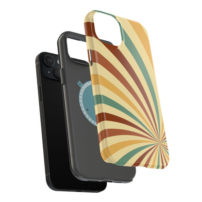 Earthy Retro Swirl MagSafe iPhone Case – Dual-Layer Protection with 70s-Inspired Earth Tones