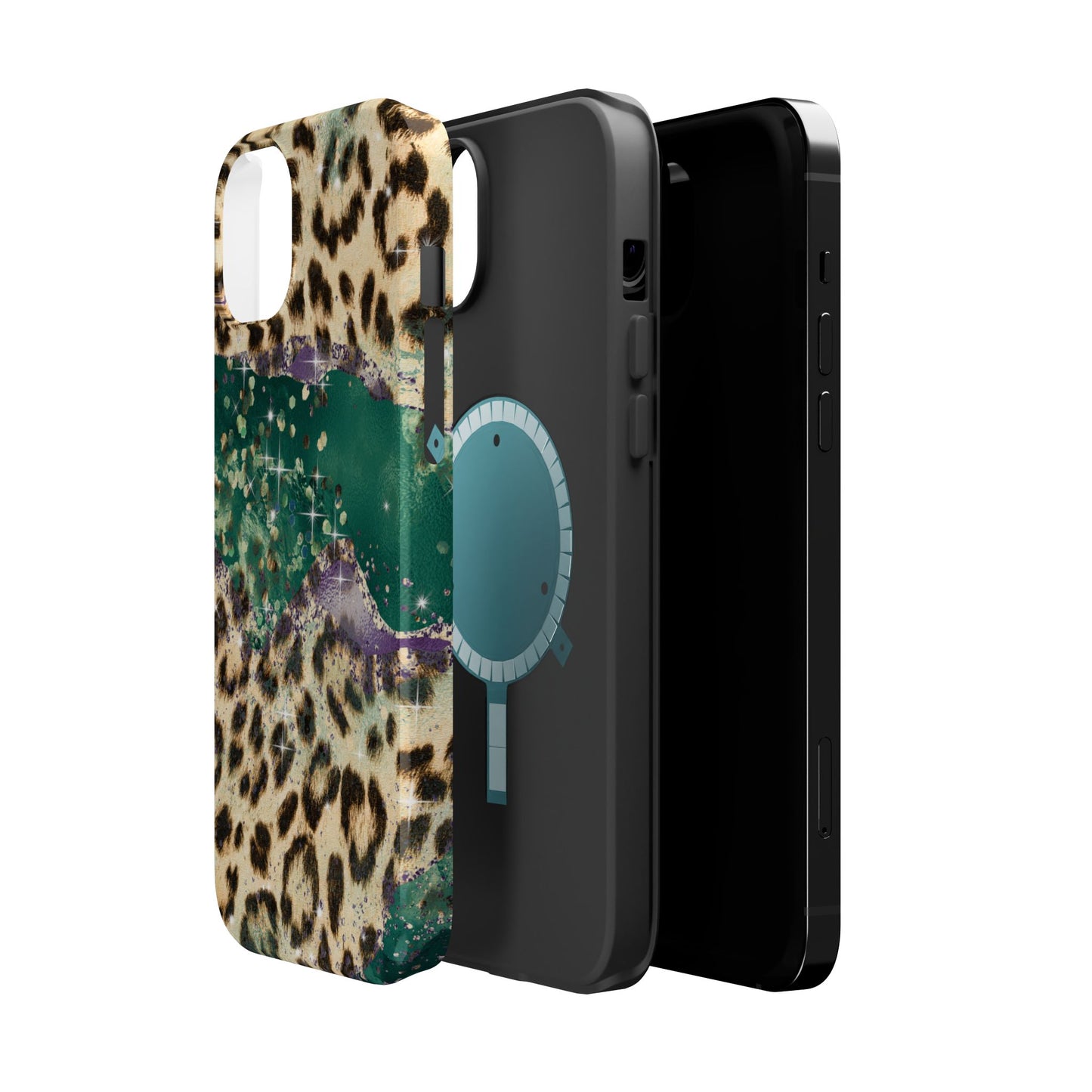 Emerald Glitter Leopard Print - MagSafe iPhone Series Case