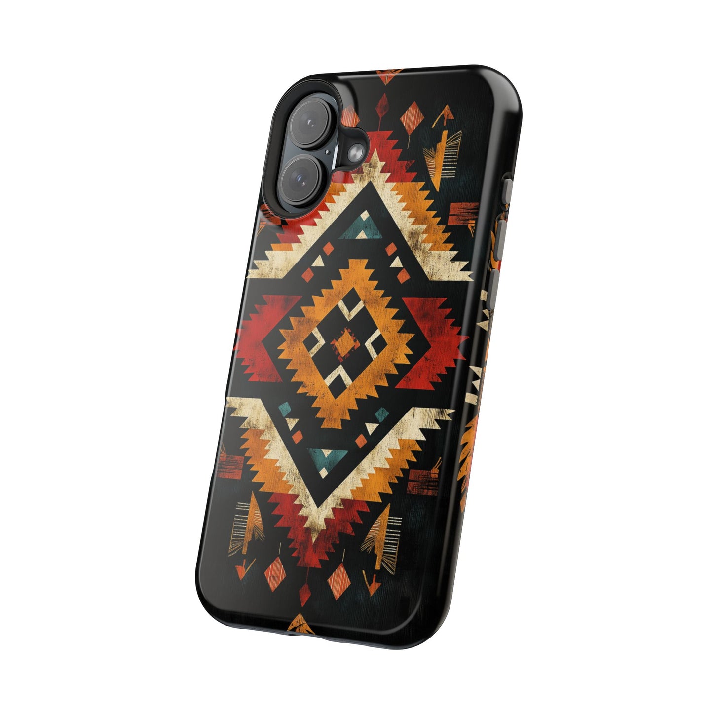 Southwestern Tribal Diamond Tough MagSafe iPhone Case – Bold Geometric Pattern, Dual-Layer Protection