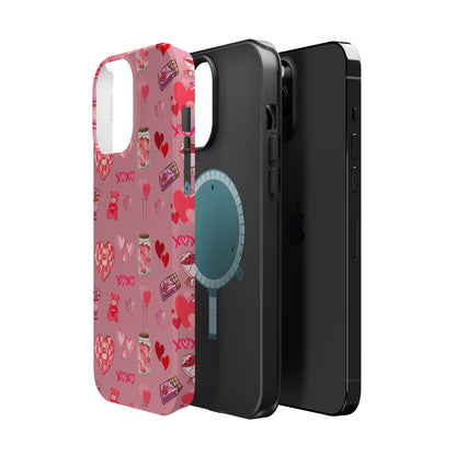 Pink Valentine Love Collage – MagSafe-Compatible iPhone Case