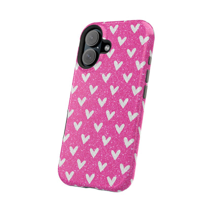 Pink Glitter Hearts Pattern – MagSafe iPhone Case