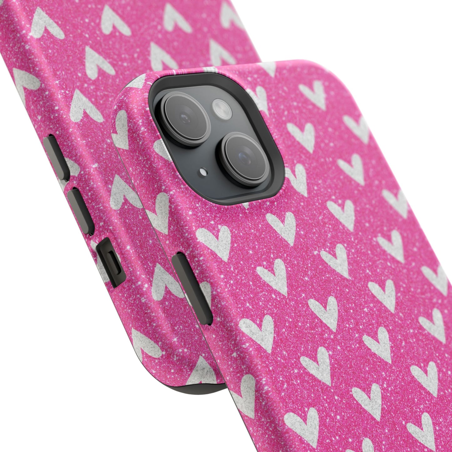 Pink Glitter Hearts Pattern – MagSafe iPhone Case