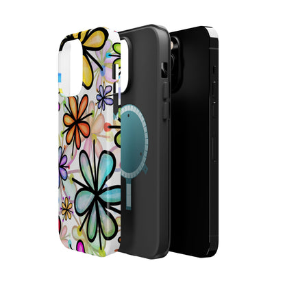 Retro Floral Pop MagSafe iPhone Case – Ultra-Slim Design, High-Gloss Finish