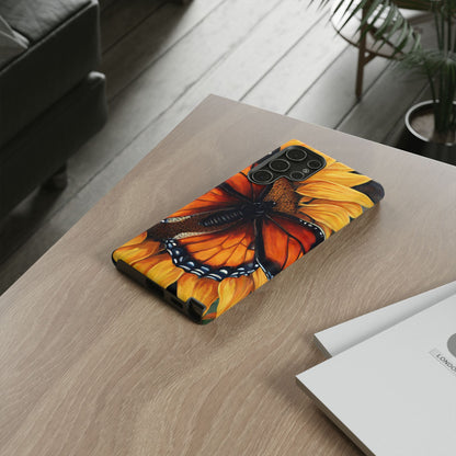 Monarch Butterfly & Sunflower Art – iPhone Case