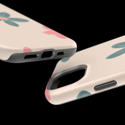 Vintage Floral Tough MagSafe iPhone Case – Soft Matte Finish with Dual-Layer Protection