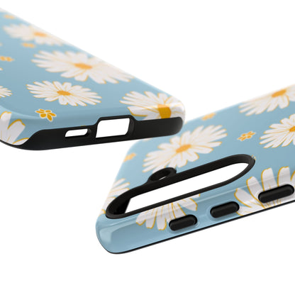 Bright Daisy Samsung Galaxy Case – Light Blue Background, Shockproof and Slim Design - BOGO Cases