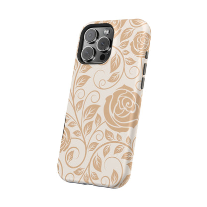 Vintage Rose Vine Tough MagSafe iPhone Case – Elegant Floral Pattern with Dual-Layer Protection