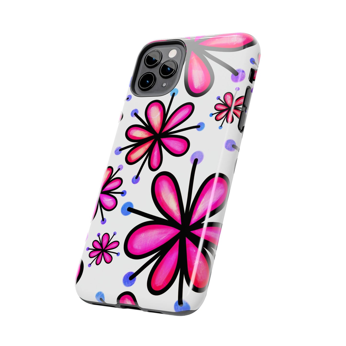 Pink Retro Bloom iPhone Case – Ultra-Slim Design, Glossy Finish