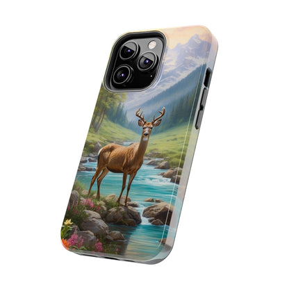 Alpine Serenity – Stag in Mountain Bliss iPhone Cases