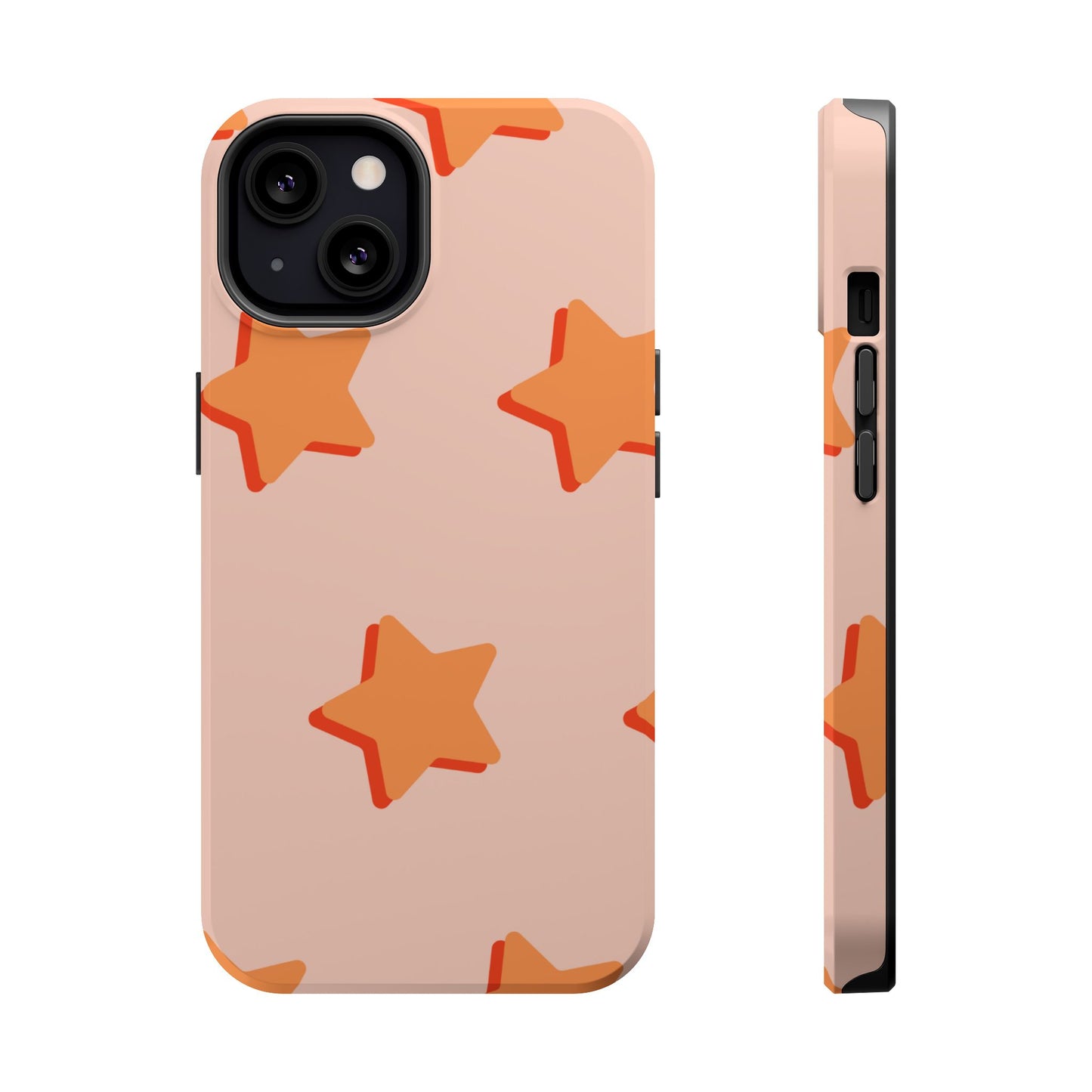 Retro Orange Stars MagSafe iPhone Case – Shock-Resistant, Smooth Matte Finish, Dual-Layer Design