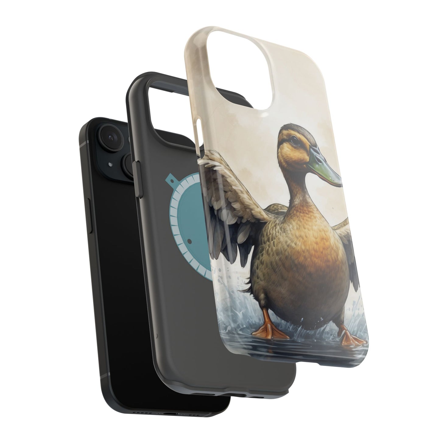 Graceful Duck in Watercolor Scene - MagSafe iPhone Case