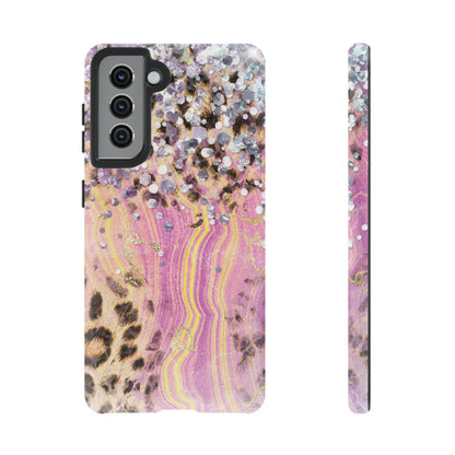 Crystal Glam Leopard - Samsung Galaxy Series Case with Glitter and Gem Accents