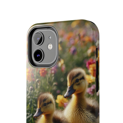 Charming Ducklings in Floral Garden - iPhone Case