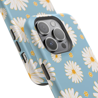 Bright Daisy MagSafe iPhone Case – Light Blue Background, Shockproof and Slim Design