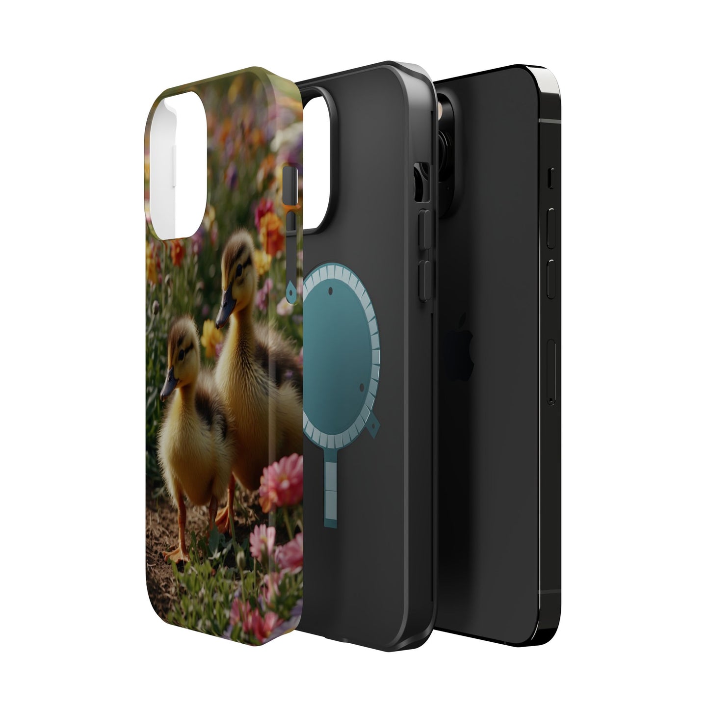 Charming Ducklings in Floral Garden - MagSafe iPhone Case