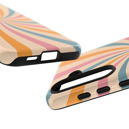 Retro Swirl Pattern Samsung Galaxy Case – Bold 70s Vibe in Pink, Orange, and Teal