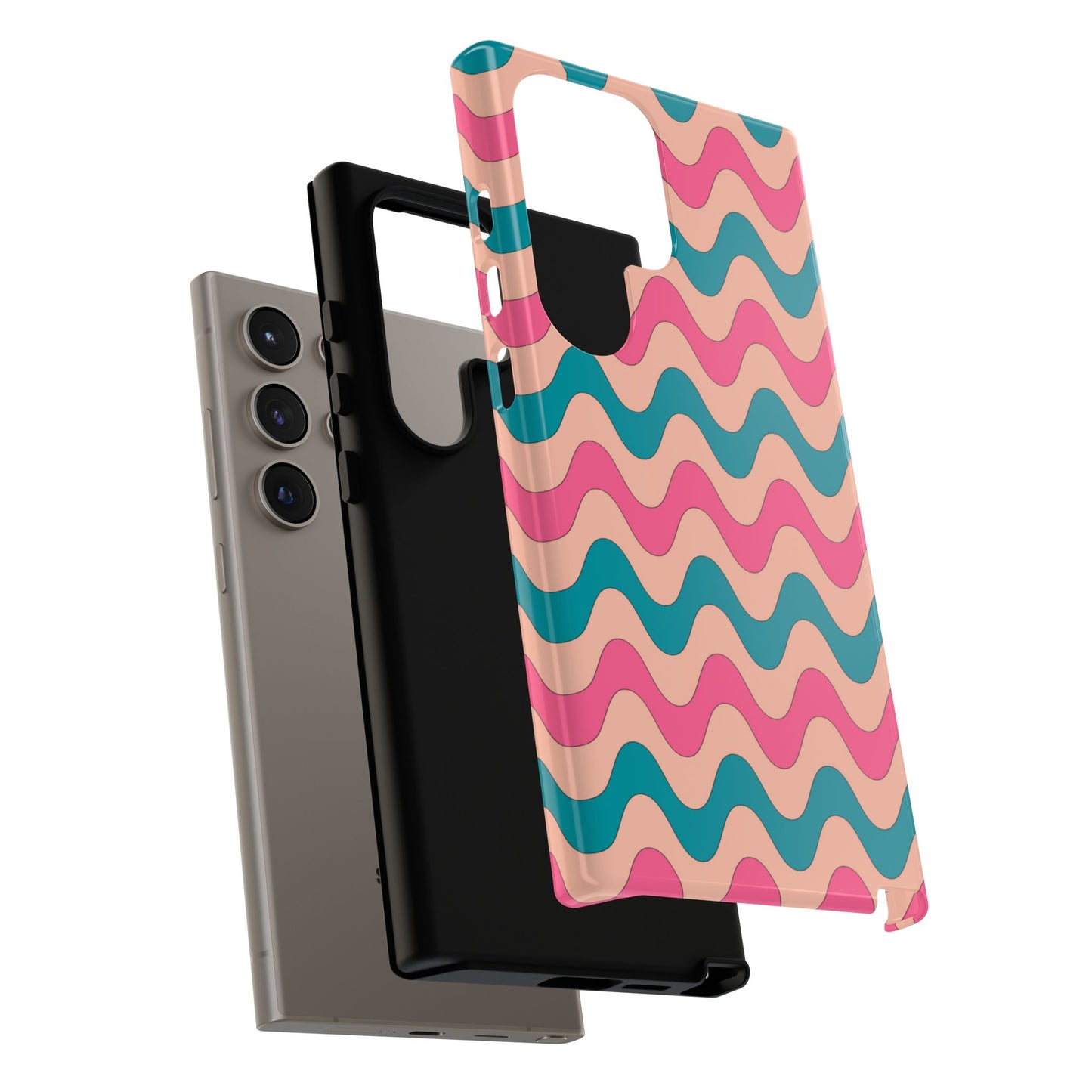 Retro Waves Pattern Samsung Galaxy Case – Shockproof Design with Dual-Layer Protection