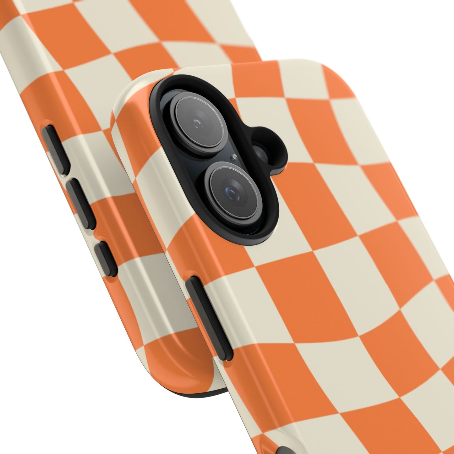 Wavy Retro Checkerboard iPhone Case – Shockproof, Matte Finish, Dual-Layer Protection