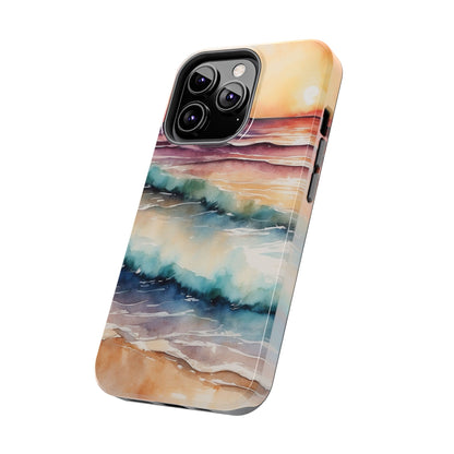 Sunset Waves iPhone Case – Vibrant Watercolor Design