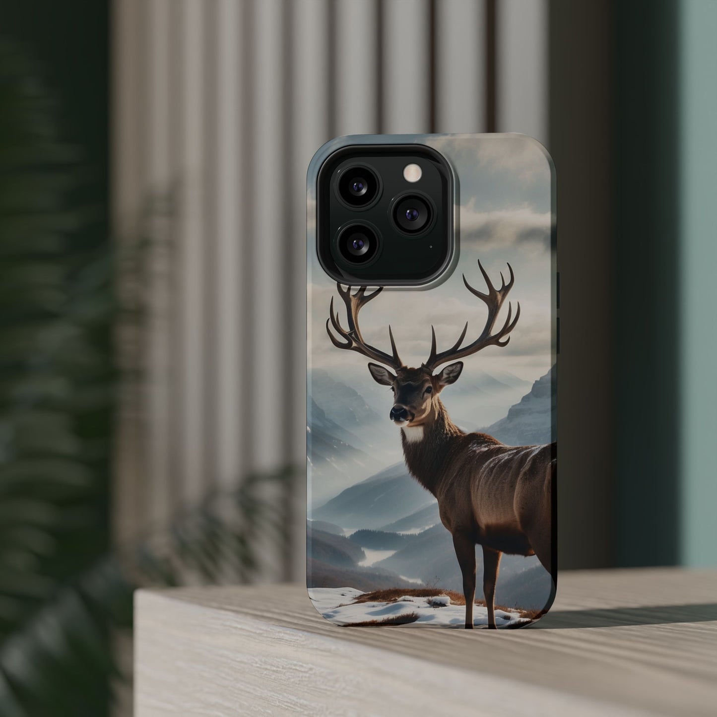 Alpine Majesty: Stag in Snow – MagSafe iPhone Case