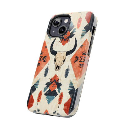 Southwestern Bull Skull iPhone Case – Durable Matte Finish with Rustic Tribal Design - BOGO Cases