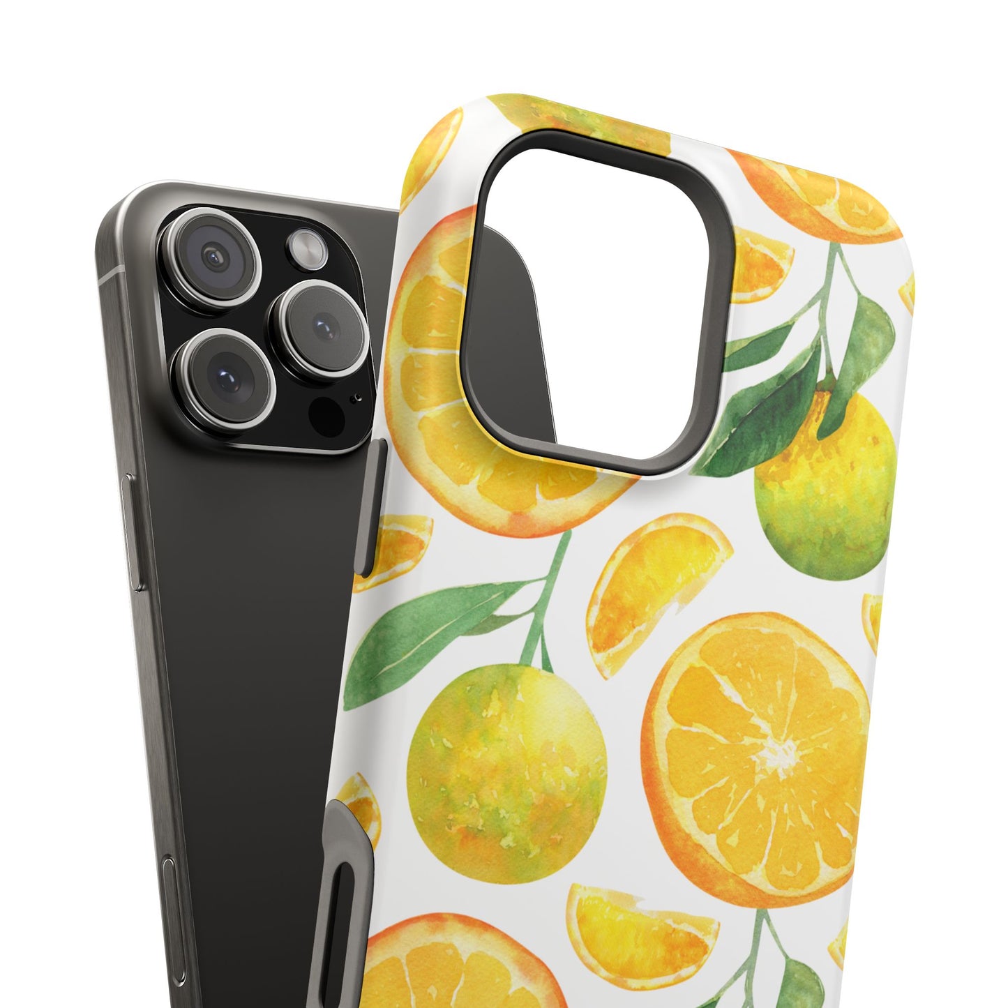 Sunny Citrus Grove Tough MagSafe iPhone Case – Watercolor Orange Design, Dual-Layer Protection