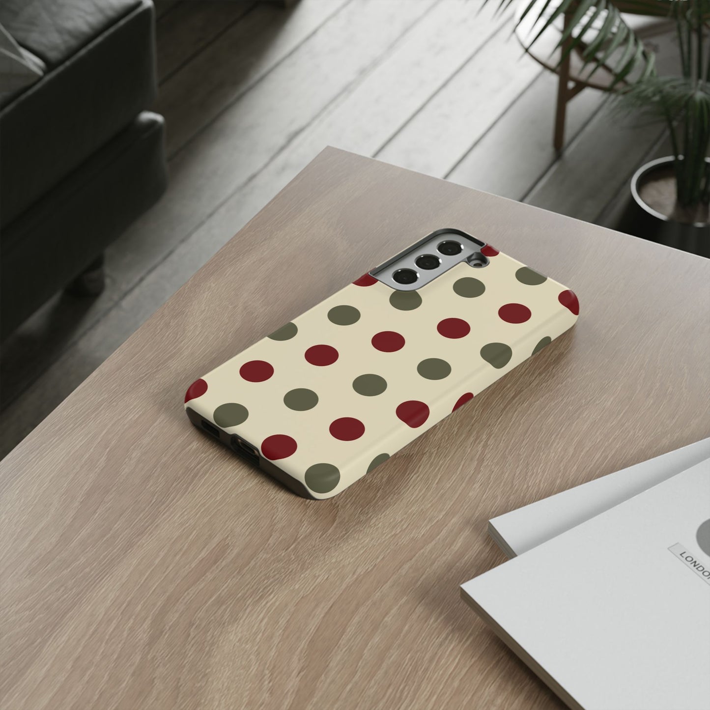 Red & Green Polka Dots on Cream – Samsung Galaxy Case