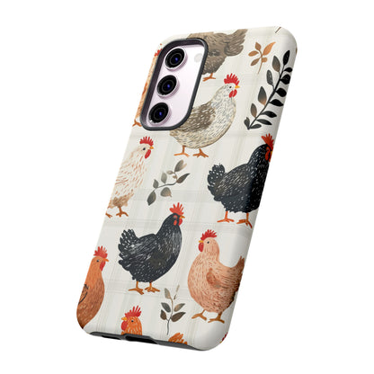 Samsung Galaxy Case: Vintage Chicken & Leaves – Farmhouse Style Case