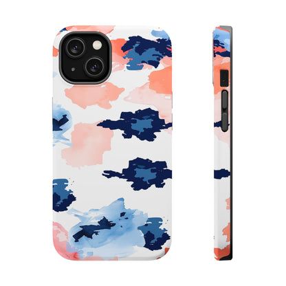 Abstract Coral & Navy Watercolor Design – MagSafe iPhone Case