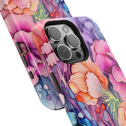 Bright Watercolor Floral Splash MagSafe iPhone Series Case – Bold Artistic Design