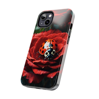 Elegant Rose & Ladybug Charm - iPhone Series Case