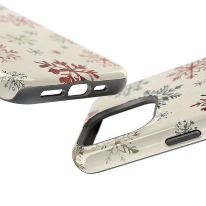 Vintage Red and Gray Snowflake Pattern – MagSafe iPhone Series Case