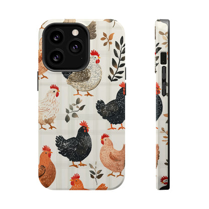 MagSafe iPhone Case: Vintage Chicken & Leaves – Farmhouse Style Case