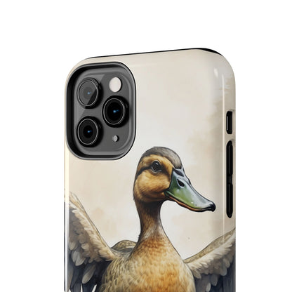 Graceful Duck in Watercolor Scene - iPhone Case