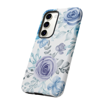 Elegant Blue & Violet Roses Samsung Galaxy Case – Artistic Floral Design for Stylish Protection